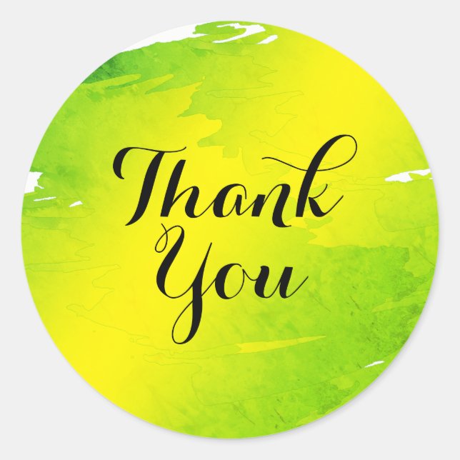 Adesivo Watercolor Splatter Obrigado Abstrato Verde (Frente)
