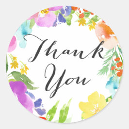 Adesivo Watercolor Spring Flows Wreath Obrigado Sticker
