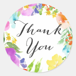 Adesivo Watercolor Spring Flows Wreath Obrigado Sticker