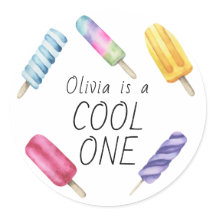 Watercolor Summer Popsick Sorvete Birthday