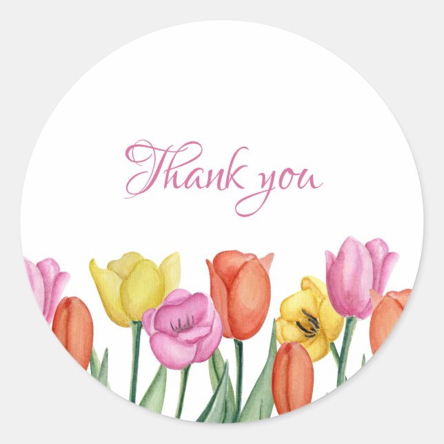 Adesivo Watercolor Tulip Thank  (Frente)