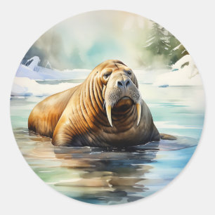 Adesivo Watercolor Walrus Ártico