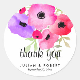 Adesivo Watercolor Whimsical Flowers Casamento Obrigado