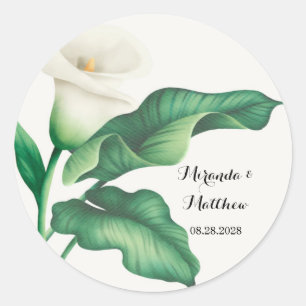 Adesivo Watercolor White Lily Com Casamento De Folhagem Ve