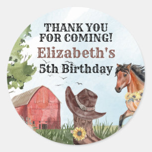 Adesivo Watercolor Wild West Rodeo Horse Barn Obrigado