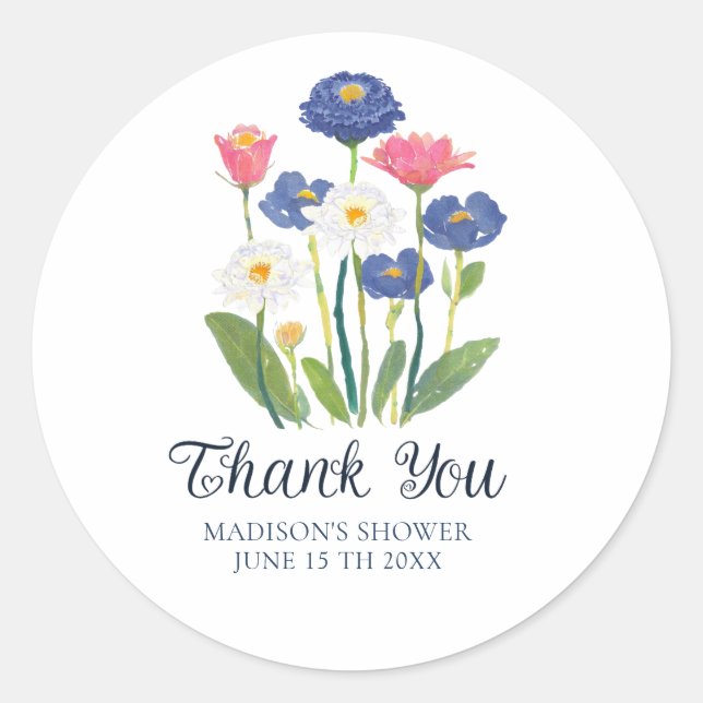 Adesivo Watercolor Wildflower Boho Thank You Baby in Bloom (Frente)