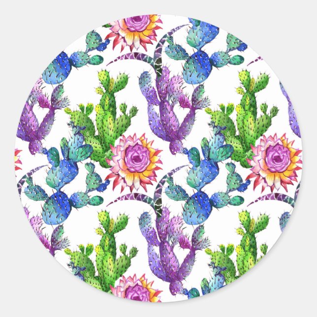 Adesivo Watercolor Wildflower Cactus Patterno (Frente)