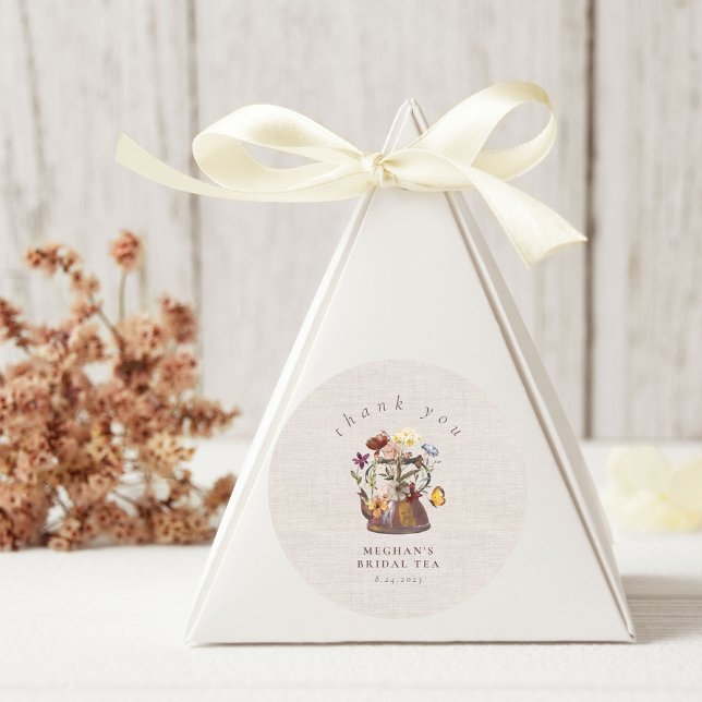 Adesivo Watercolor Wildflower Tea Party Obrigado (Criador carregado)