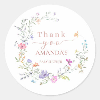 Adesivo Watercolor Wildflower Wreath Baby Shower Sticker