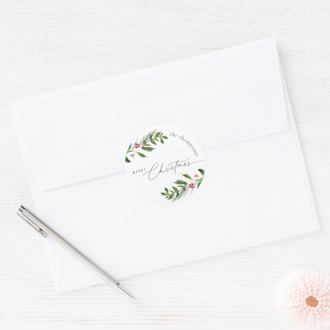 Adesivo Watercolor Winter Greenery Modern Christmas (Envelope)