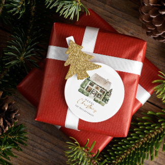 Adesivo Watercolor Winter House Natal