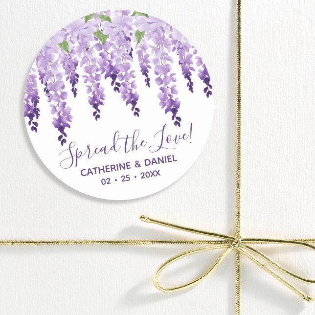 Adesivo Watercolor Wisteria Wedad Espalhando O Script Love (Criador carregado)