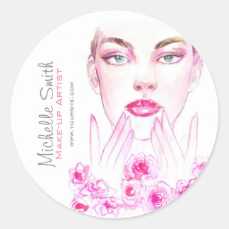 Adesivo Watercolor woman and roses beauty salon branding