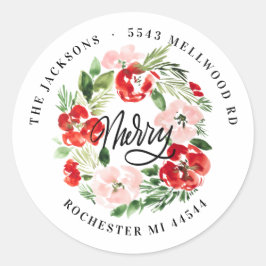 Adesivo Watercolor Wreath Return Address Classic
