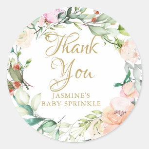 Adesivo Watercolour Floral gold script baby sprinkle