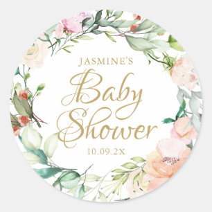 Adesivo Watercolour Floral Rose Gold Script Baby Shower