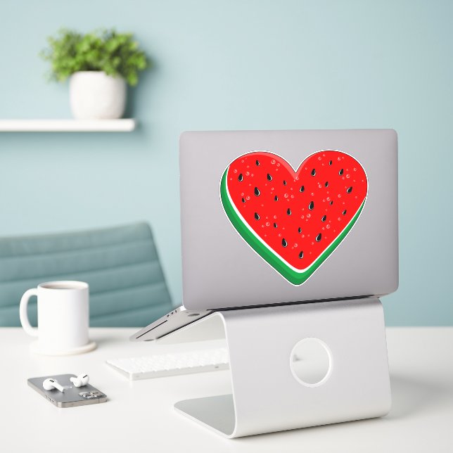 Adesivo Watermelon Heart Dia de os namorados Palestina Liv (Laptop na mesa)