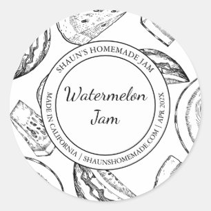 Adesivo Watermelon Jam Sketch Rótulo moderno