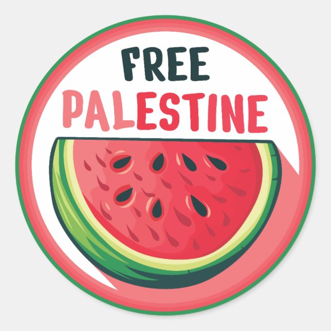 Adesivo Watermelon Palestine Free Colorfull (Frente)