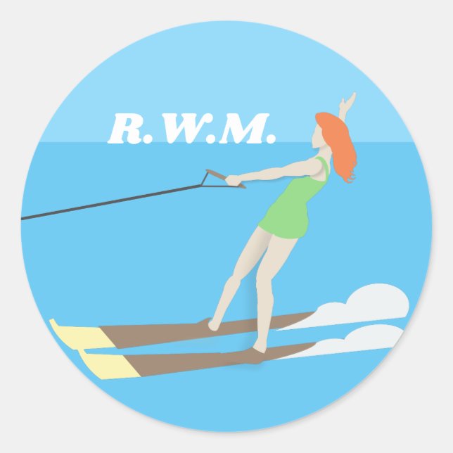 Adesivo Waterski, estilo Vintage (Frente)