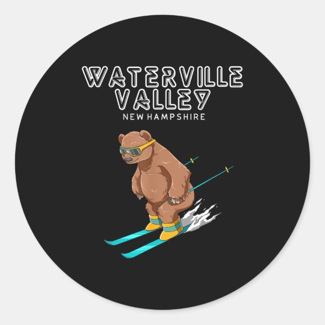 Adesivo Waterville Valley New Hampshire - Funny Ski Grizzl (Frente)