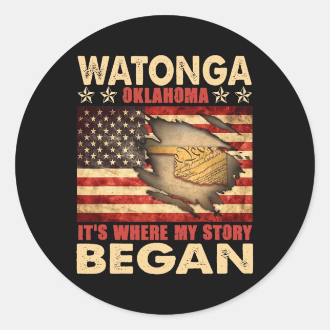 Adesivo Watonga Oklahoma Usa Flag 4 De Julho (Frente)