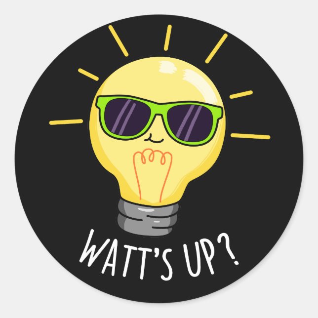 Adesivo Watts Up Funny Light Bulb Pun Dark BG (Frente)