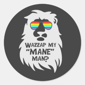 Adesivo Wazzup My Mane Man Lion Animal Cat Rainbow   Pun
