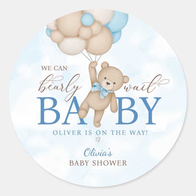 Adesivo We Can Bearly Wait Baby Shower (Frente)