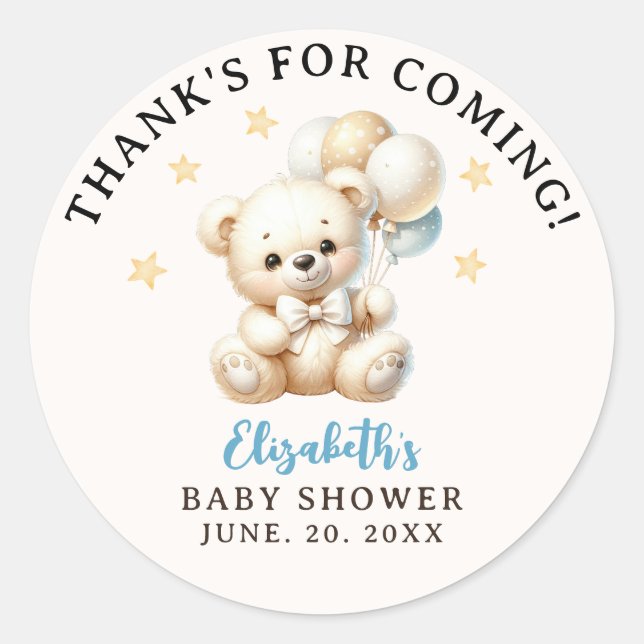 Adesivo We can bearly wait Bear Baby Shower Boy party (Frente)