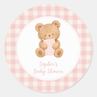 Adesivo We Can Bearly Wait Bear Girl Baby Shower