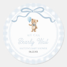 We Can Bearly Wait Blue Teddy Bear Baby Shower