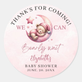 Adesivo We can Bearly wait - Cute Bear Baby shower Girl
