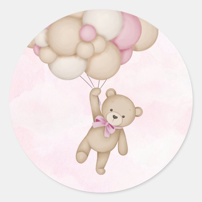 Adesivo We Can Bearly Wait Pink Baby Shower (Frente)