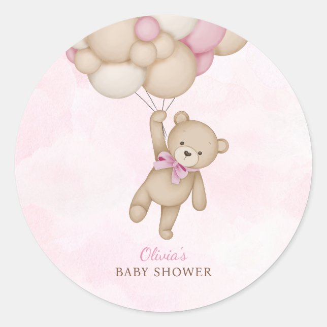 Adesivo We Can Bearly Wait Pink Baby Shower (Frente)