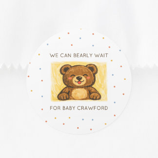 Adesivo We Can Bearly Wait! Simple Hand Drawn Baby Shower