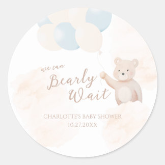 Adesivo We Can Bearly Wait | Teddy Bear Boy Baby Shower