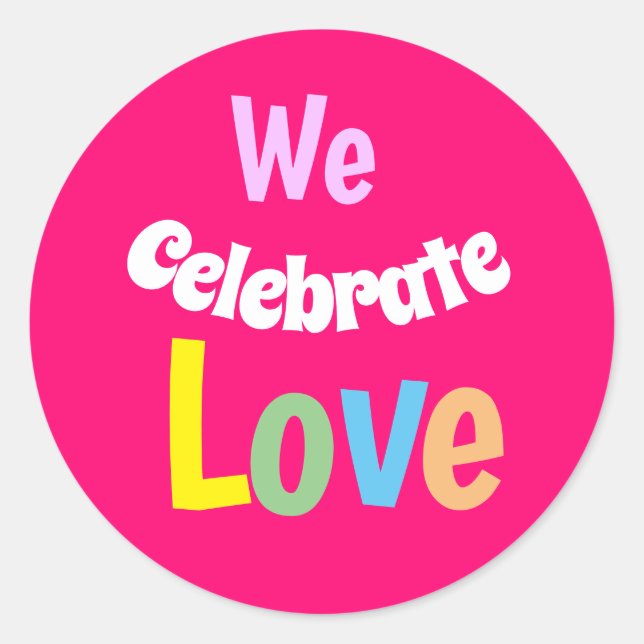 Adesivo WE Celebrate Love  Hand Fan Table Tent Sign Round  (Frente)