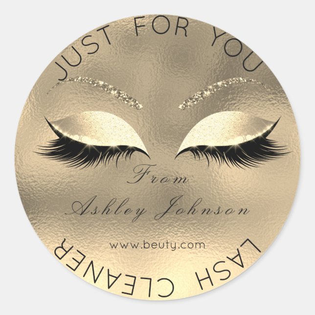 Adesivo Web Name Beauon Salon Glitter Dourado Lash Cleaner (Frente)