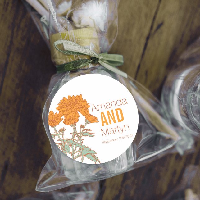 Adesivo Wedding chrysanthemum orange fall wedding invites (Criador carregado)