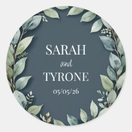 Adesivo WEDDING EUCALYPTUS WREATH texto personalizado