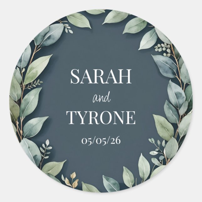 Adesivo WEDDING EUCALYPTUS WREATH texto personalizado (Frente)