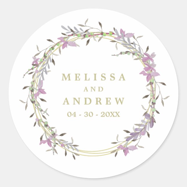 Adesivo Wedding Floral Watercolor Garland in Purple Shades (Frente)