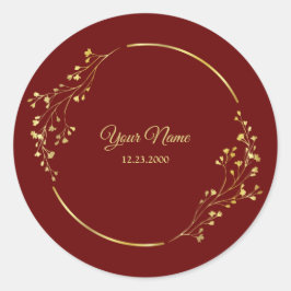 Adesivo Wedding Golden Floral Geometric Wreath Red Party 