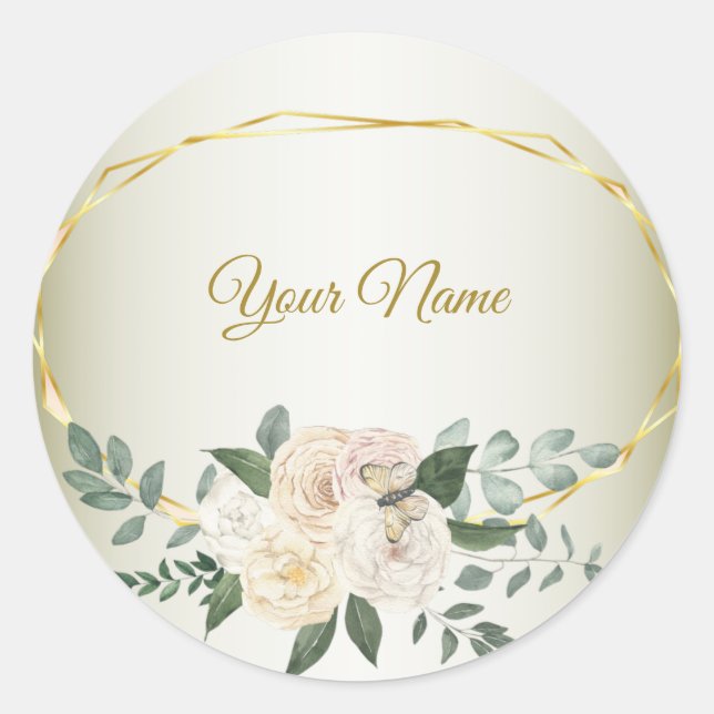 Adesivo Wedding Greenery Leaves Pink Floral Gold Geometric (Frente)