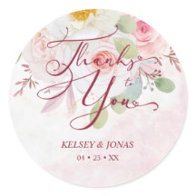 Wedding Pink Floral Thanks to You Whimsical Quote