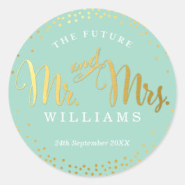 Adesivo WEDDING SEAL na moda mini ouro confetti menta