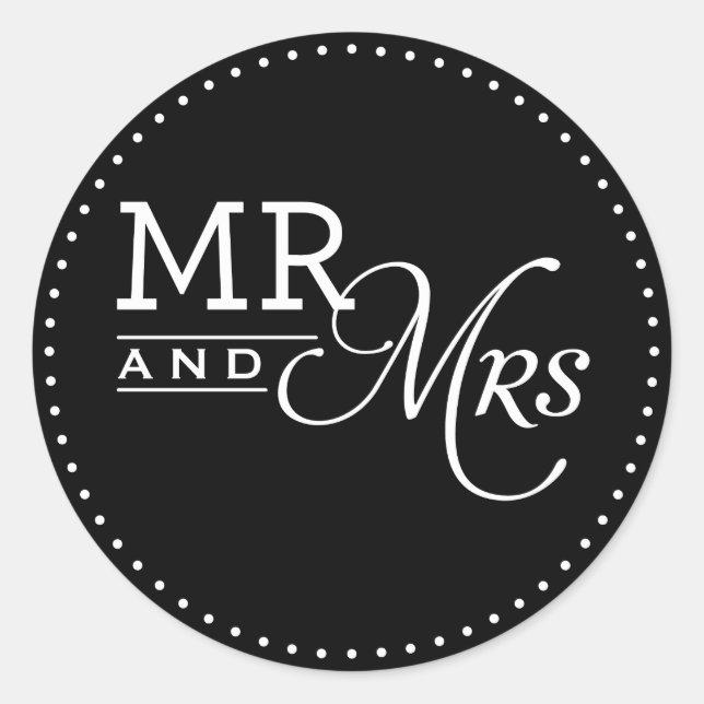 Adesivo WEDDING STICKERS mr & mrs tipografia moderna negro (Frente)