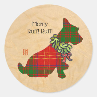 Adesivo Wee Scottie Christmas Round Sticker