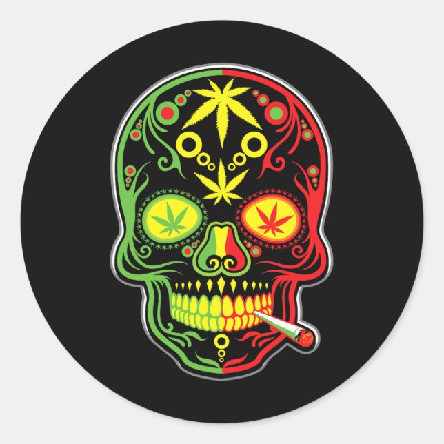 Adesivo Weed Skull Stoner Mexicano Cinco De Mayo (Frente)